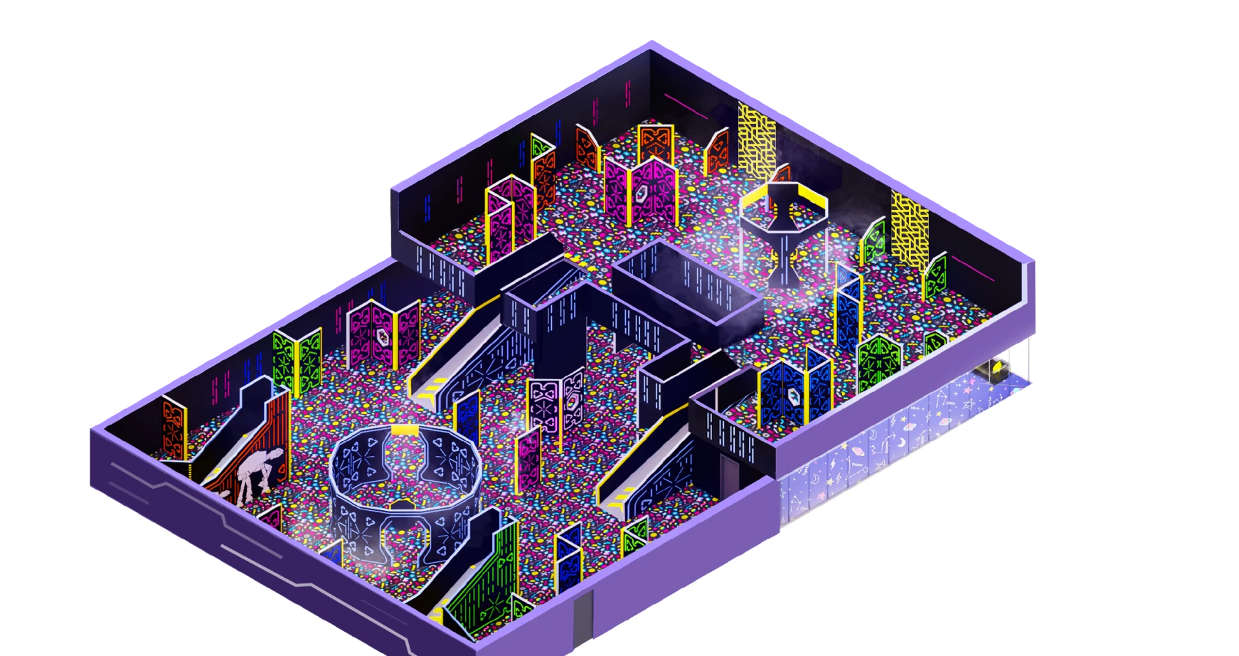 Original CYBERTAG arena design showing the full indoor layout