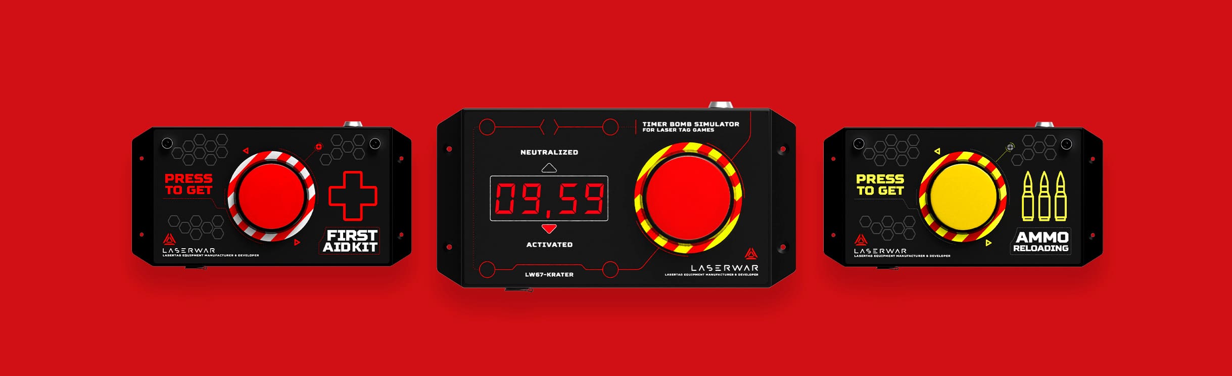 One body — three devices — original LASERWAR equipment banner