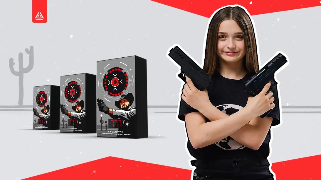 Boy and girl holding rifle illustration, Laser tag Game Child